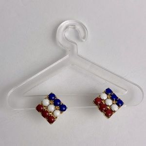 Patriotic forth of July red blue and white earrings